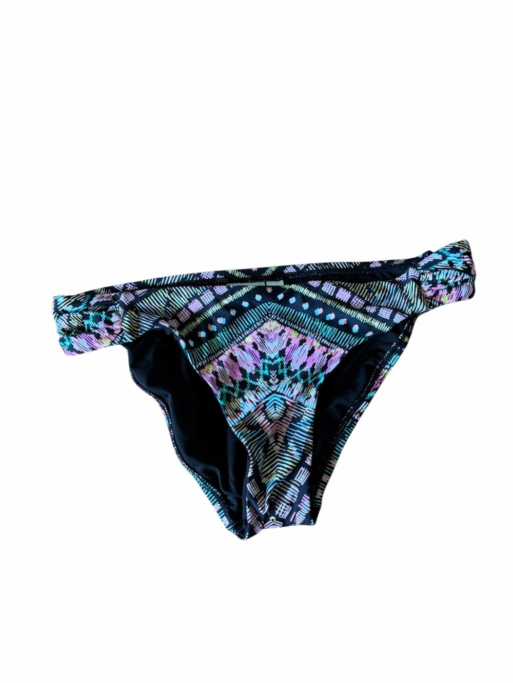 Amavi Women's Black Geometric Low Rise Bikini Bottom Size M #260106